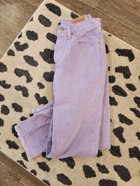Amethyst Purple Levi's 501 Jeans Boyfriend Fringe Bottom Button Fly Size 26 L 30